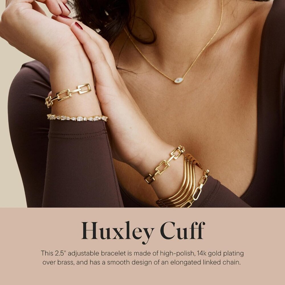 Women's Gold Huxley Cuff Bracelet Adjustable Bracelet High Polish Plating - Picture 2 of 7
